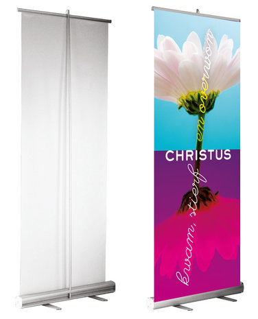 Roll-up banner / Christus kwam, stierf en overwon