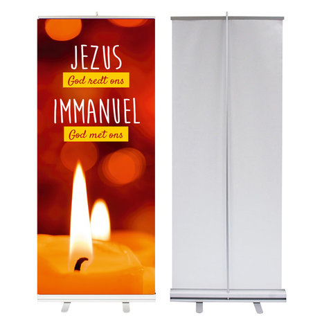 Roll-up banner / Jezus God redt ons - Immanuel God met ons